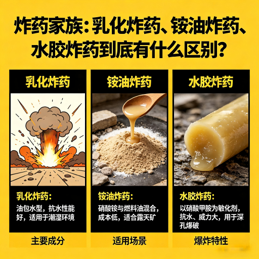 沙坡头炸药家族：乳化炸药、铵油炸药、水胶炸药到底有什么区别？